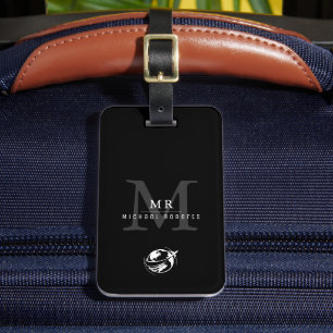 Étiquette À Bagage Monogramme personnalisé de luxe moderne, Nom