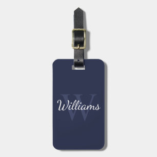 Étiquette À Bagage Monogramme personnalisé et nom Navy Blue