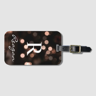 Étiquette À Bagage Monogramme personnalisé Feux de livres de rose Bro