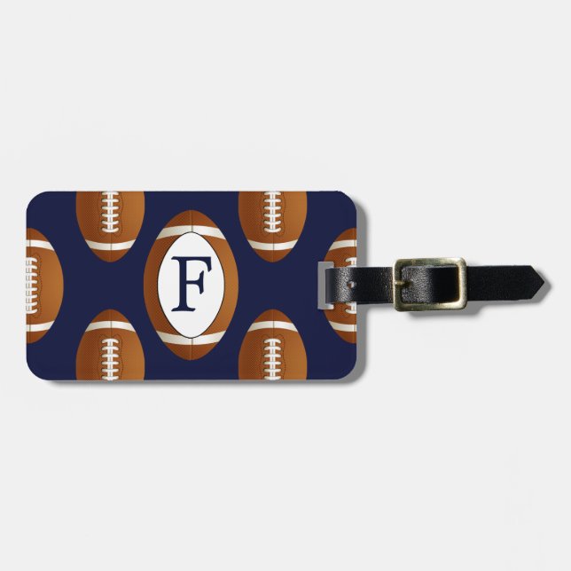 Étiquette À Bagage Monogramme Personnalisé Football Balls Sports (Devant horizontal)