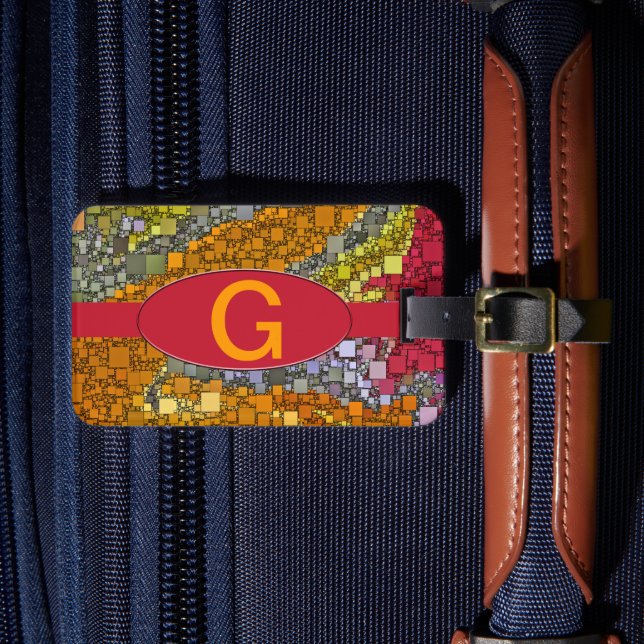 Étiquette À Bagage Monogramme personnalisé Mosaïque géométrique coule (Insitu Rectoal 4)