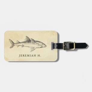Étiquette À Bagage Monogramme personnalisé par requin nautique