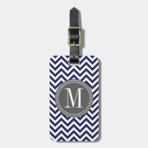 Étiquette À Bagage Monogramme personnalisé par zigzag de Chevron de