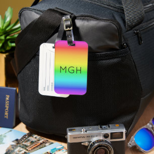 Étiquette À Bagage Monogramme personnalisé Rainbow Gradient