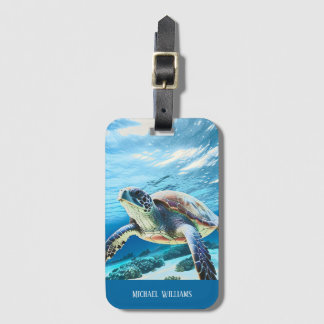 Étiquette À Bagage Monogramme photo Hawaii Turtle Honu