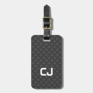 Étiquette À Bagage Monogramme pointillé par gris frais simple