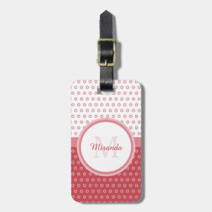 Étiquette À Bagage Monogramme Pois rose et blanc mod avec nom