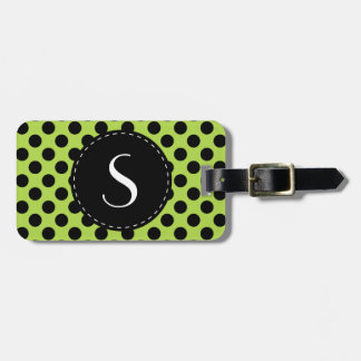 Étiquette À Bagage Monogramme Polka Green Lime Personnalisé