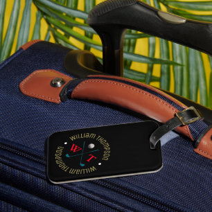 Étiquette À Bagage Monogramme pour un joueur de golf Noir