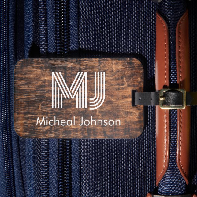 Étiquette À Bagage Monogramme Première expédition en acajou bois (Insitu Rectoal 4)