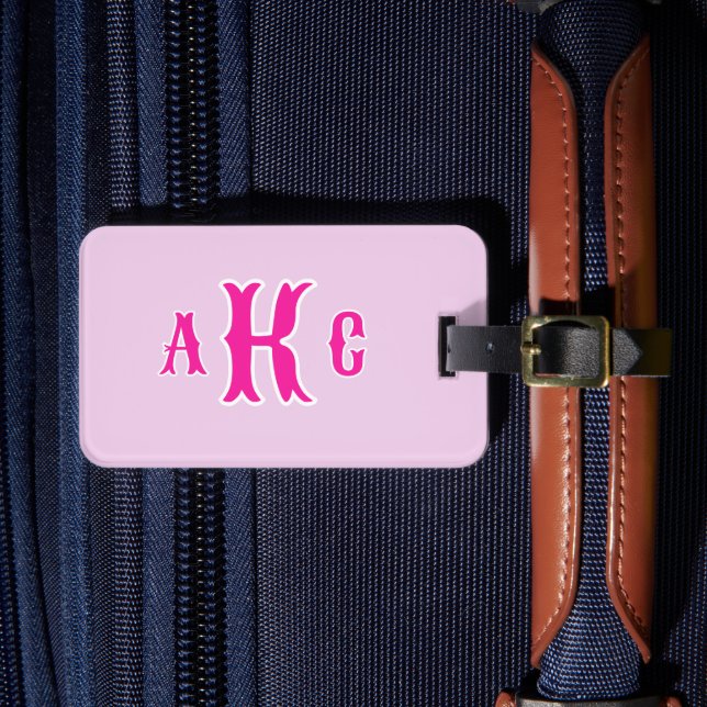 Étiquette À Bagage Monogramme Préparatoire Personnalisé Rose et Lilas (Insitu Rectoal 4)