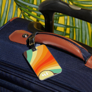 Étiquette À Bagage Monogramme Retro les années 70 bandes Super