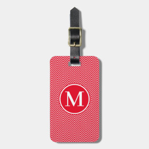 Étiquette À Bagage Monogramme RF Red Classic Serif Thin Chevron