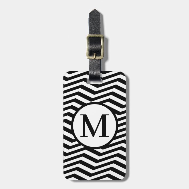 Étiquette À Bagage Monogramme RFBW Tilted Chevron (Devant Vertical)