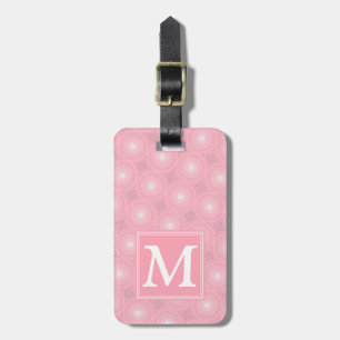 Étiquette À Bagage Monogramme rose cercles motif