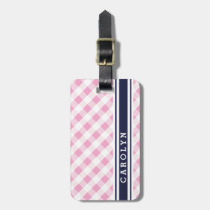 Étiquette À Bagage monogramme rose de très bon goût chic de motif de