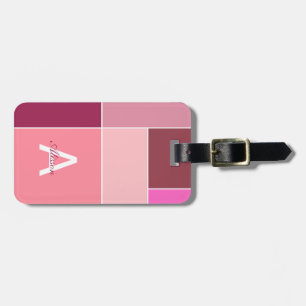 Étiquette À Bagage Monogramme rose en bande