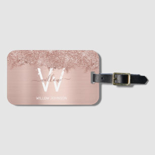 Étiquette À Bagage Monogramme rose Gold Blush Rose Girl Parties scint