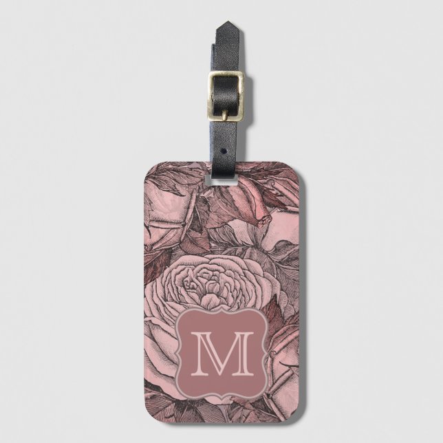 Étiquette À Bagage Monogramme rose pâle Rose (Devant Vertical)