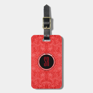 Étiquette À Bagage Monogramme Rouge Faux Suede cuir look