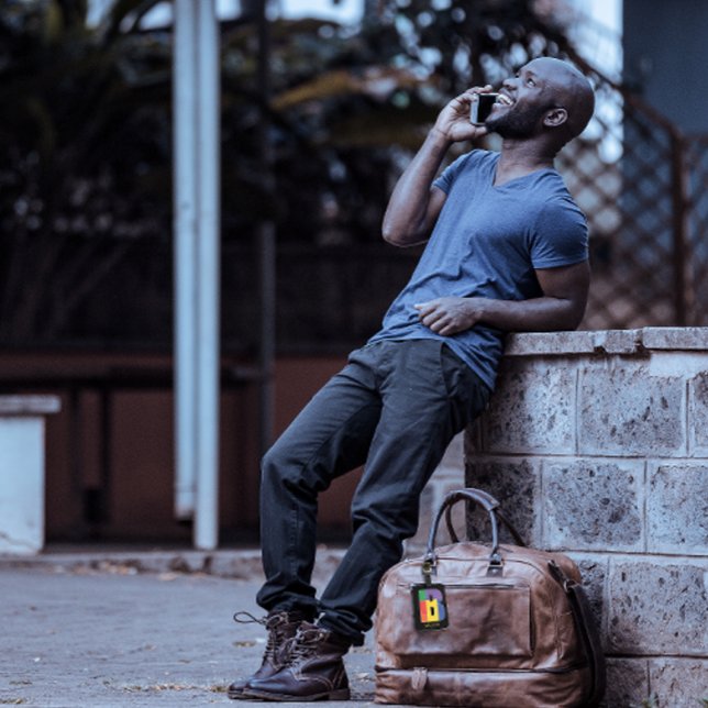 Étiquette À Bagage Monogramme rouge jaune pourpre vert initial B (Créateur téléchargé)