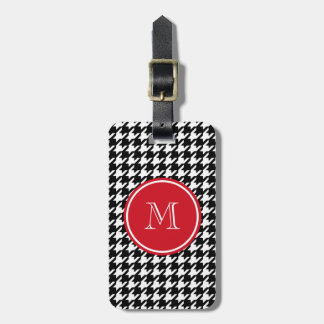 Étiquette À Bagage Monogramme rouge noir et blanc