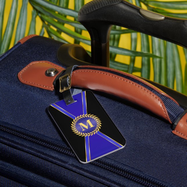 Étiquette À Bagage Monogramme Royal Blue Elegance (Insitu Rectoal 1)