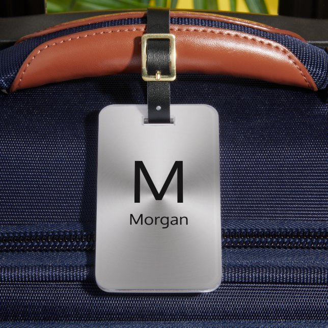 Étiquette À Bagage Monogramme simple et noir et Modèle de nom (Insitu Rectoal 2)