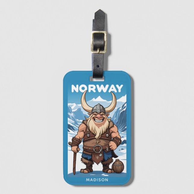 Étiquette À Bagage Monogramme sur mesure Norwegian Troll (Devant Vertical)