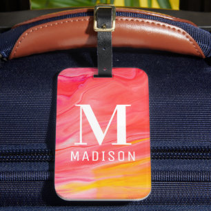 Étiquette À Bagage Monogramme tendance moderne fille chic Abstrait él