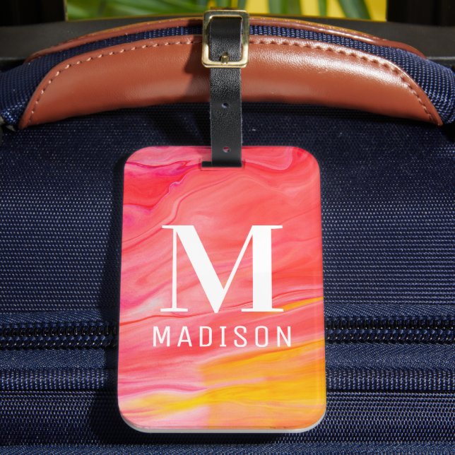 Étiquette À Bagage Monogramme tendance moderne fille chic Abstrait él (Insitu Rectoal 2)