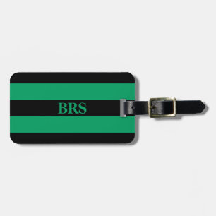 Étiquette À Bagage Monogramme trois bande noire sur Shamrock vert