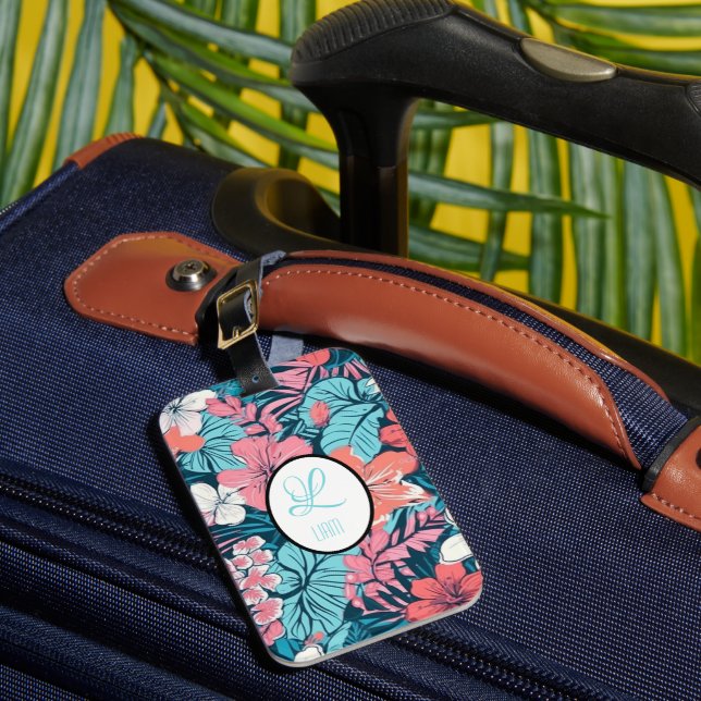 Étiquette À Bagage Monogramme tropical hawaïen (Insitu Rectoal 1)