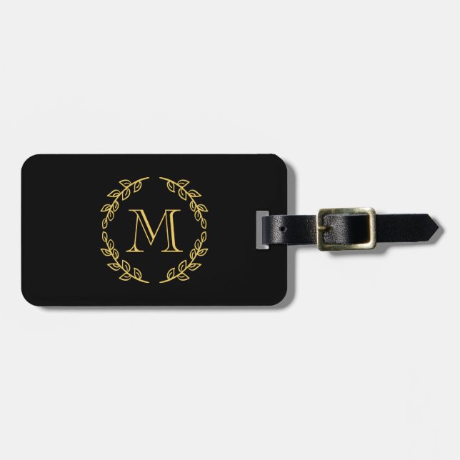Étiquette À Bagage Monogramme vintage (Devant horizontal)
