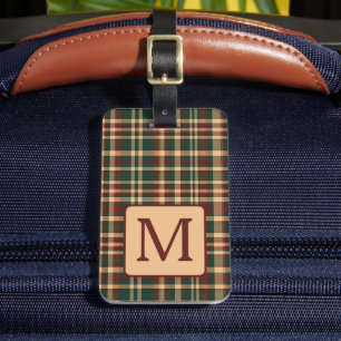 Étiquette À Bagage Monogramme vintage rouge et vert de Noël