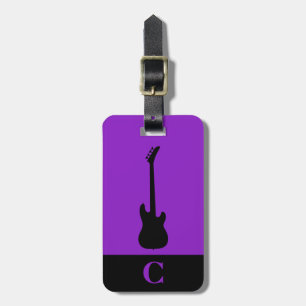 Étiquette À Bagage Monogramme Voyage Musique basse électrique Guitare