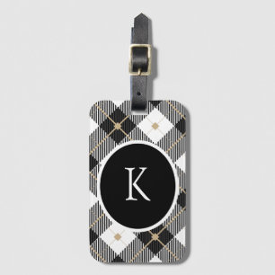 Étiquette À Bagage Monogrammed Black White Gold