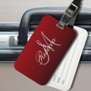 Étiquette À Bagage monogrammes abstraits marsala maroon gris bordeaux