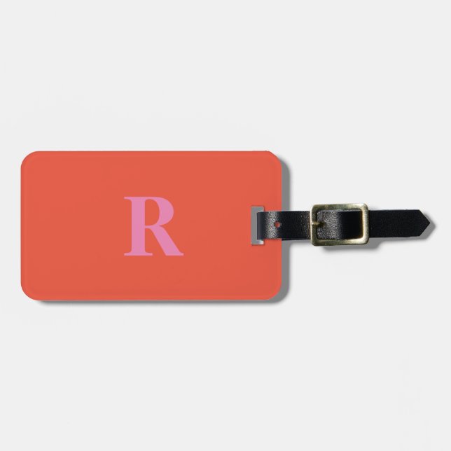 Étiquette À Bagage Monogrammes Cadeau Favoriser Noël Bold Rose Orange (Devant horizontal)