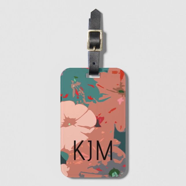 Étiquette À Bagage Monogrammes fleur sauvage Floral Mariage Cadeau Fa (Devant Vertical)