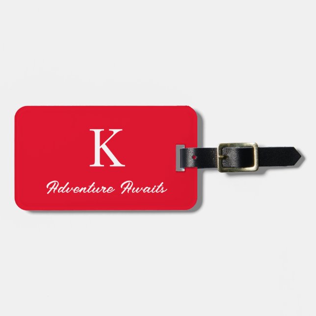Étiquette À Bagage Monograms Aventure Attend Typographie Voyage Cadea (Devant horizontal)