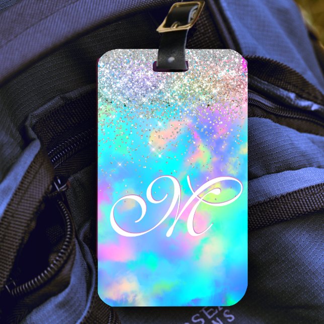 Étiquette À Bagage Monographie de la parties scintillant holographiqu (Créateur téléchargé)