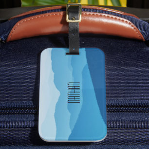 Étiquette À Bagage Montagnes bleues personnalisées