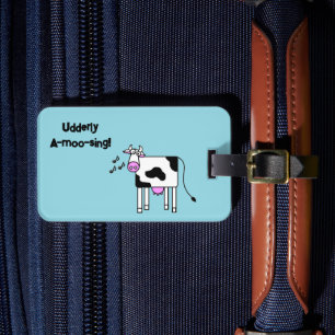 Étiquette À Bagage Moo-chantante chantante moderne Pun de vache conce