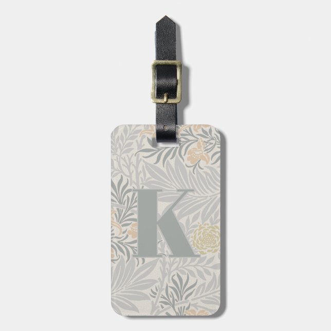 Étiquette À Bagage Morris Coral & Sage Larkspur Motif (Devant Vertical)