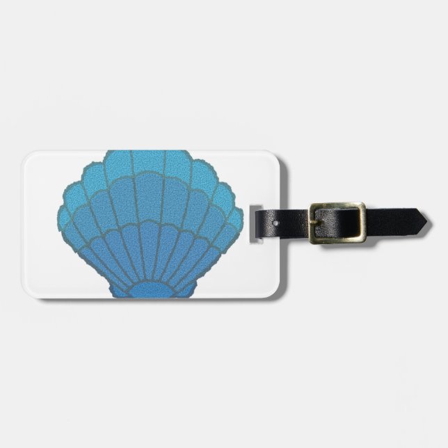 Étiquette À Bagage Mosaïque Blue Seashell (Devant horizontal)