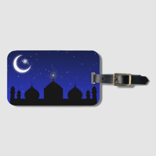 Étiquette À Bagage Mosquée Silhouette à la nuit - Balise bagage