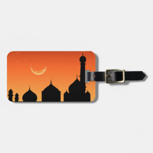 Étiquette À Bagage Mosquée Silhouette Ciel du soir - Balise bagage