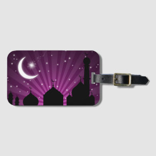 Étiquette À Bagage Mosquée Silhouette Purple Night - Balise Bagage