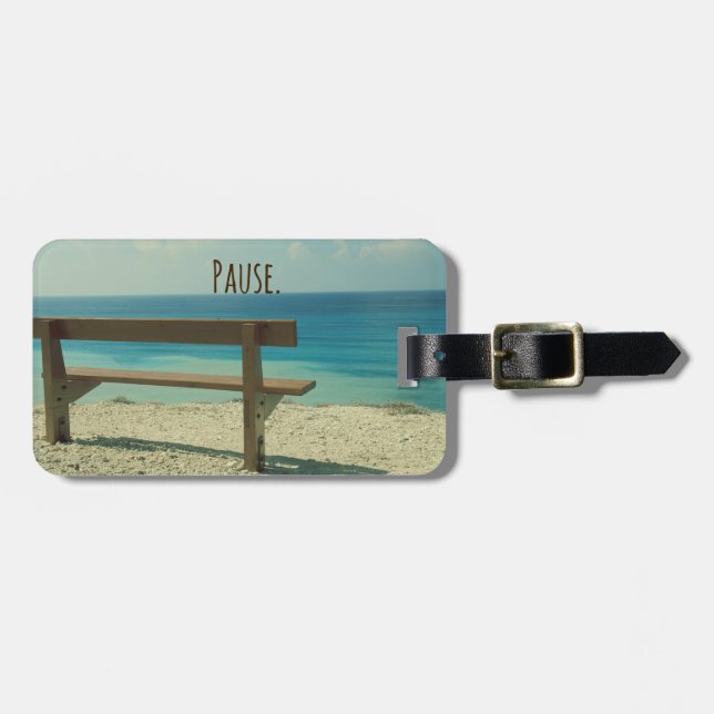 Étiquette À Bagage Mot inspirant : Pause Thème Plage (Devant horizontal)